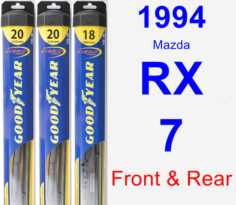 Front & Rear Wiper Blade Pack for 1994 Mazda RX-7 - Hybrid