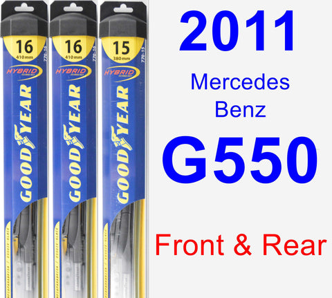 Front & Rear Wiper Blade Pack for 2011 Mercedes-Benz G550 - Hybrid