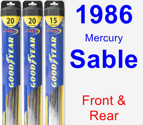 Front & Rear Wiper Blade Pack for 1986 Mercury Sable - Hybrid