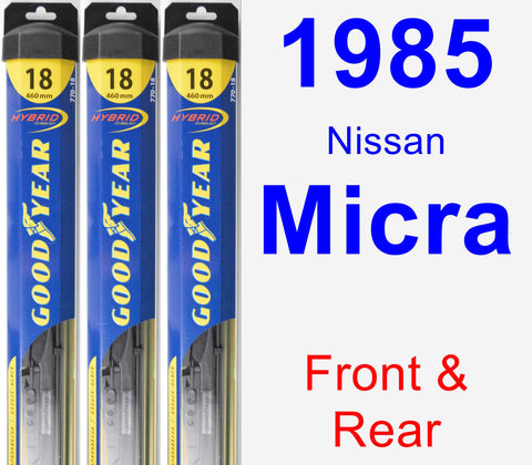 Front & Rear Wiper Blade Pack for 1985 Nissan Micra - Hybrid