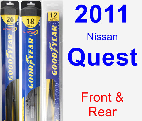Front & Rear Wiper Blade Pack for 2011 Nissan Quest - Hybrid