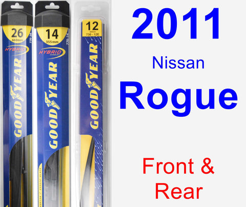 Front & Rear Wiper Blade Pack for 2011 Nissan Rogue - Hybrid