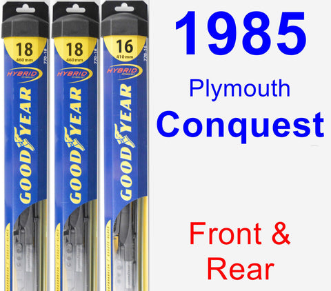 Front & Rear Wiper Blade Pack for 1985 Plymouth Conquest - Hybrid