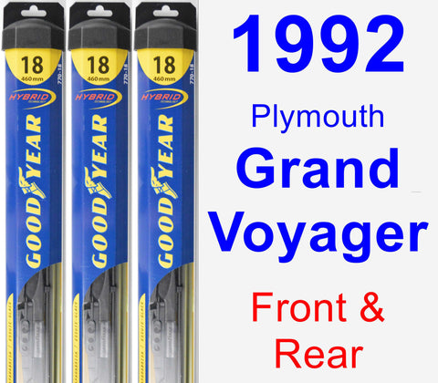 Front & Rear Wiper Blade Pack for 1992 Plymouth Grand Voyager - Hybrid