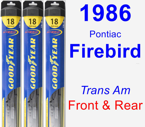 Front & Rear Wiper Blade Pack for 1986 Pontiac Firebird - Hybrid