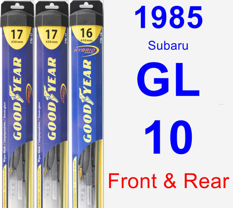 Front & Rear Wiper Blade Pack for 1985 Subaru GL-10 - Hybrid