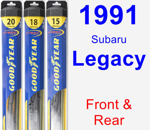 Front & Rear Wiper Blade Pack for 1991 Subaru Legacy - Hybrid