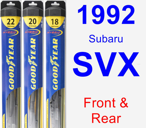 Front & Rear Wiper Blade Pack for 1992 Subaru SVX - Hybrid