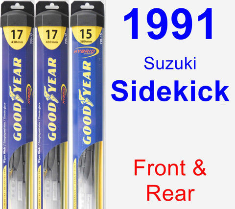 Front & Rear Wiper Blade Pack for 1991 Suzuki Sidekick - Hybrid