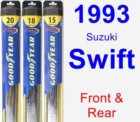 Front & Rear Wiper Blade Pack for 1993 Suzuki Swift - Hybrid