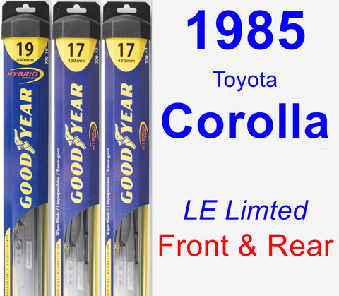 Front & Rear Wiper Blade Pack for 1985 Toyota Corolla - Hybrid