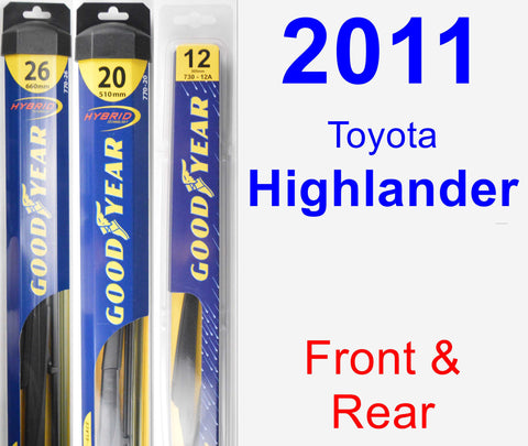 Front & Rear Wiper Blade Pack for 2011 Toyota Highlander - Hybrid