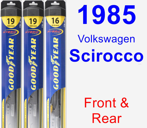 Front & Rear Wiper Blade Pack for 1985 Volkswagen Scirocco - Hybrid
