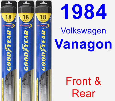 Front & Rear Wiper Blade Pack for 1984 Volkswagen Vanagon - Hybrid
