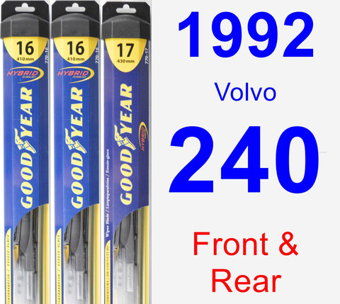Front & Rear Wiper Blade Pack for 1992 Volvo 240 - Hybrid