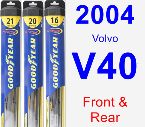 Front & Rear Wiper Blade Pack for 2004 Volvo V40 - Hybrid