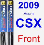 Front Wiper Blade Pack for 2009 Acura CSX - Vision Saver