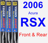 Front & Rear Wiper Blade Pack for 2006 Acura RSX - Vision Saver