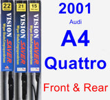 Front & Rear Wiper Blade Pack for 2001 Audi A4 Quattro - Vision Saver