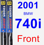 Front Wiper Blade Pack for 2001 BMW 740i - Vision Saver