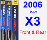 Front & Rear Wiper Blade Pack for 2006 BMW X3 - Vision Saver