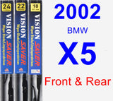 Front & Rear Wiper Blade Pack for 2002 BMW X5 - Vision Saver