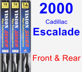 Front & Rear Wiper Blade Pack for 2000 Cadillac Escalade - Vision Saver