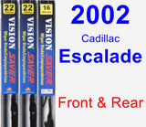 Front & Rear Wiper Blade Pack for 2002 Cadillac Escalade - Vision Saver