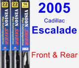 Front & Rear Wiper Blade Pack for 2005 Cadillac Escalade - Vision Saver