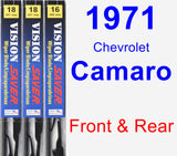 Front & Rear Wiper Blade Pack for 1971 Chevrolet Camaro - Vision Saver