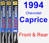 Front & Rear Wiper Blade Pack for 1994 Chevrolet Caprice - Vision Saver