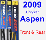 Front & Rear Wiper Blade Pack for 2009 Chrysler Aspen - Vision Saver