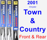 Front & Rear Wiper Blade Pack for 2001 Chrysler Town & Country - Vision Saver