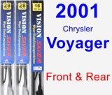 Front & Rear Wiper Blade Pack for 2001 Chrysler Voyager - Vision Saver