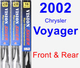 Front & Rear Wiper Blade Pack for 2002 Chrysler Voyager - Vision Saver