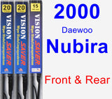 Front & Rear Wiper Blade Pack for 2000 Daewoo Nubira - Vision Saver