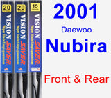 Front & Rear Wiper Blade Pack for 2001 Daewoo Nubira - Vision Saver