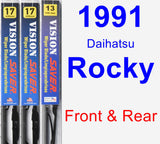 Front & Rear Wiper Blade Pack for 1991 Daihatsu Rocky - Vision Saver