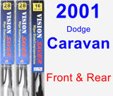 Front & Rear Wiper Blade Pack for 2001 Dodge Caravan - Vision Saver