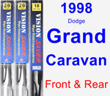 Front & Rear Wiper Blade Pack for 1998 Dodge Grand Caravan - Vision Saver