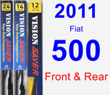 Front & Rear Wiper Blade Pack for 2011 Fiat 500 - Vision Saver