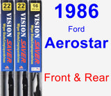 Front & Rear Wiper Blade Pack for 1986 Ford Aerostar - Vision Saver