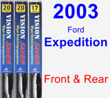 Front & Rear Wiper Blade Pack for 2003 Ford Expedition - Vision Saver