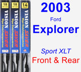 Front & Rear Wiper Blade Pack for 2003 Ford Explorer - Vision Saver