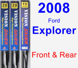 Front & Rear Wiper Blade Pack for 2008 Ford Explorer - Vision Saver