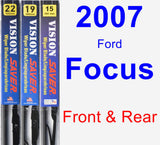 Front & Rear Wiper Blade Pack for 2007 Ford Focus - Vision Saver