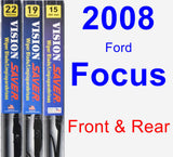 Front & Rear Wiper Blade Pack for 2008 Ford Focus - Vision Saver