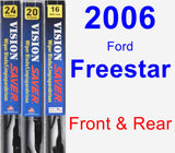 Front & Rear Wiper Blade Pack for 2006 Ford Freestar - Vision Saver