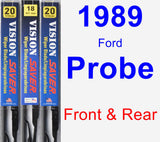 Front & Rear Wiper Blade Pack for 1989 Ford Probe - Vision Saver