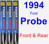 Front & Rear Wiper Blade Pack for 1994 Ford Probe - Vision Saver